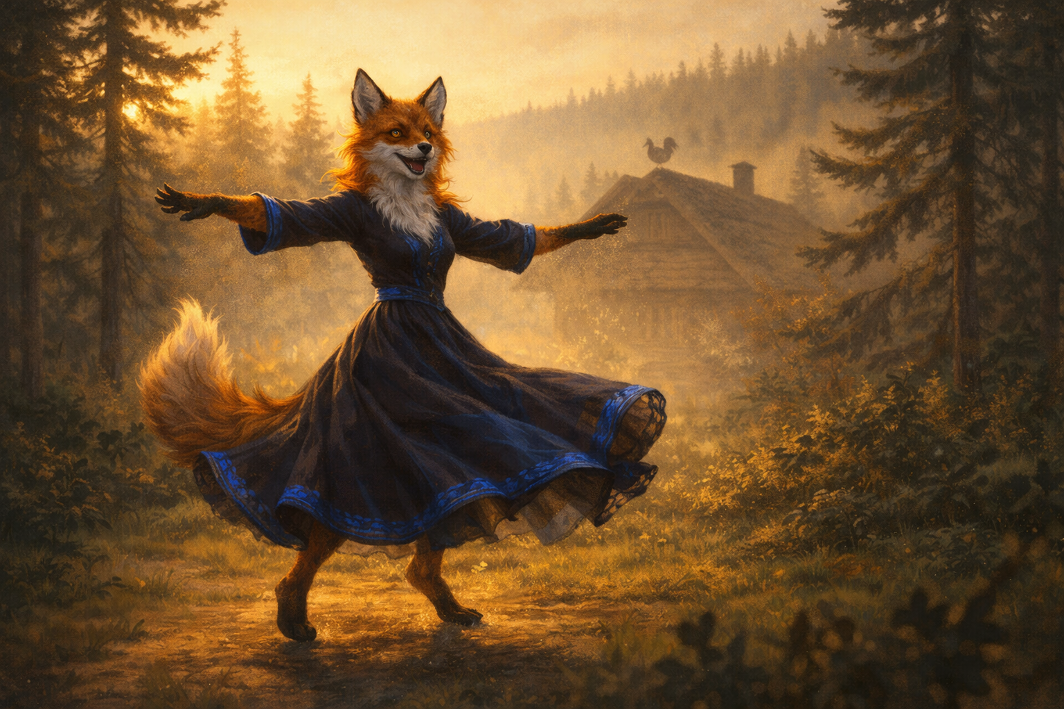 Foxyana dancing in Carpathian morning light